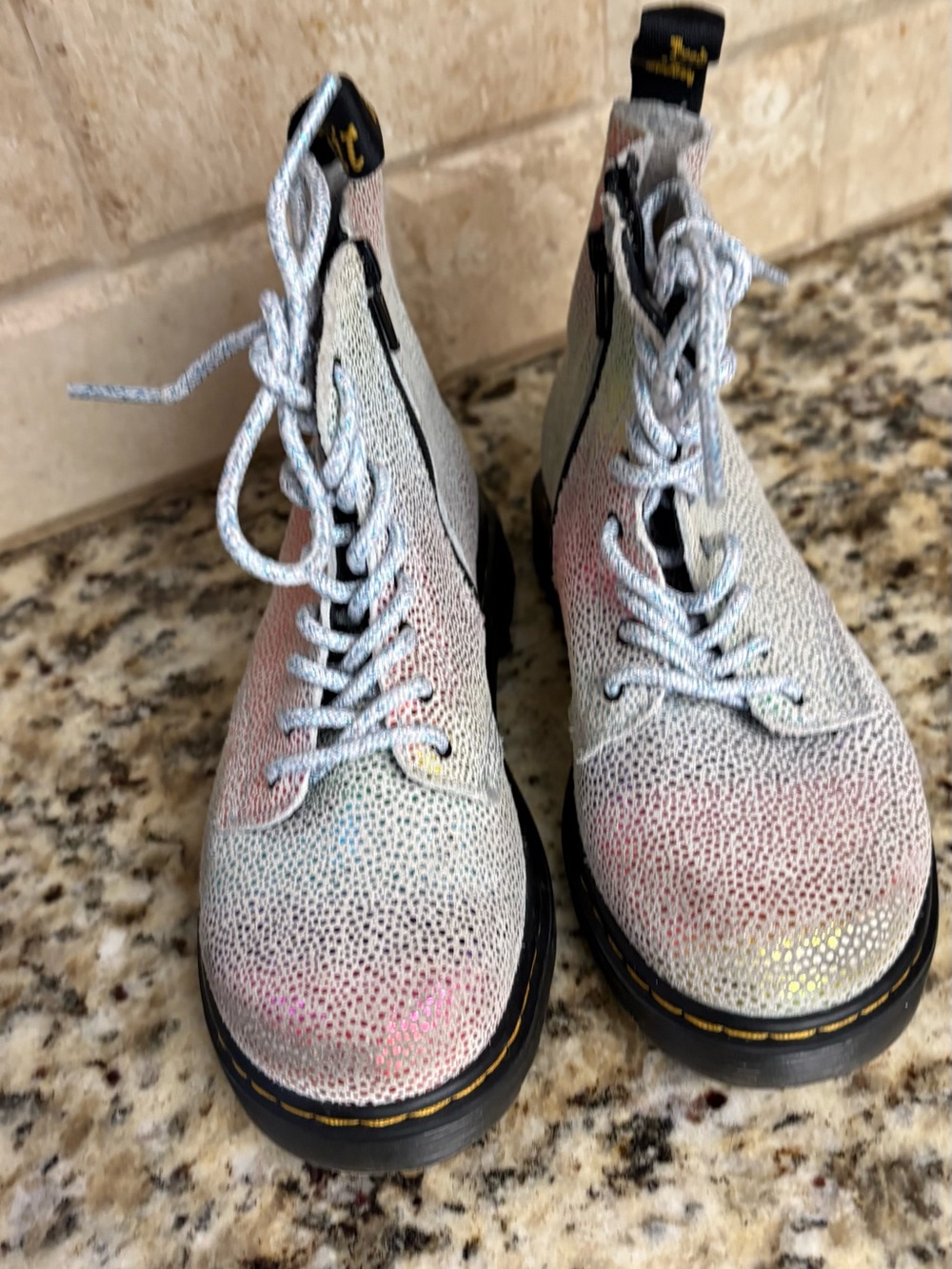 Dr. Martens Kids Iridescent Multi-Color Lace-Up Ankle Boots